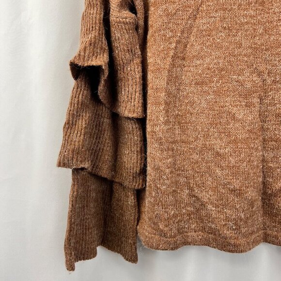 Lumiere Crew Neck Long Tiered Sleeve Sweater Rust/Gray Size Small Pullover - Picture 5 of 9